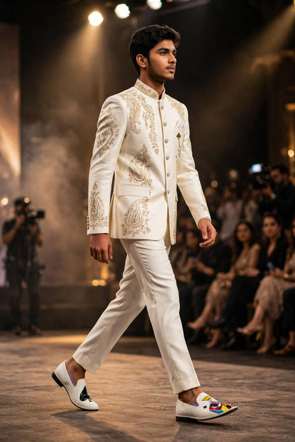 King of Spades - Hand-Painted Groom Loafers | White Edition