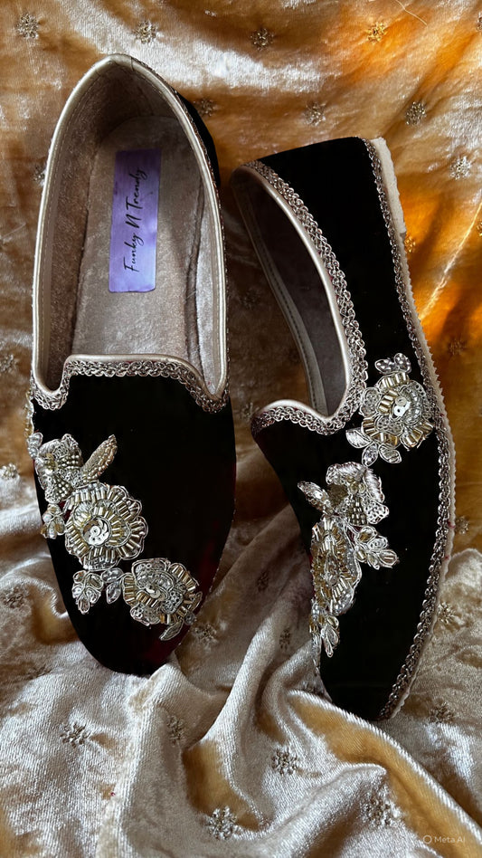 FUNKY N TRENDY groom shoes hand crafted groom shoes/black loafers for groom/black shoes for sherwani / mojaris for groom / men shoes/ groom footwear