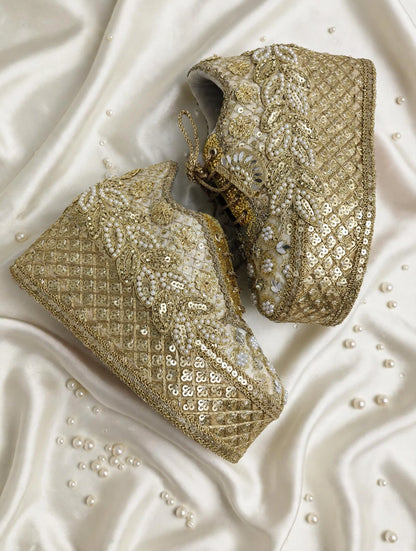 FUNKY N TRENDY Gold bridal sneakers - wedge sneakers heeled sneakers/ golden sneakers