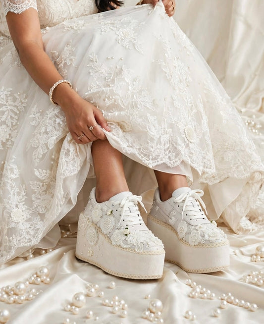 Customized Bridal Sneakers with Name – Wedding Shoes for Bride