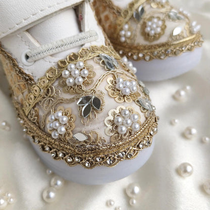 Sitara Noor – Pearl & Mirror Wedding Sneakers for Baby Girls & Flower Girls / Lahenga sneakers