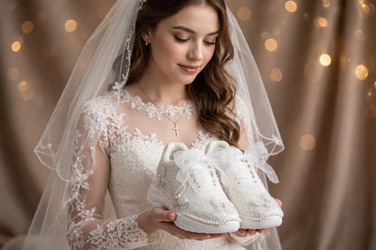 Celeste - Butterfly Pearl Bridal Sneakers with Organza Bow