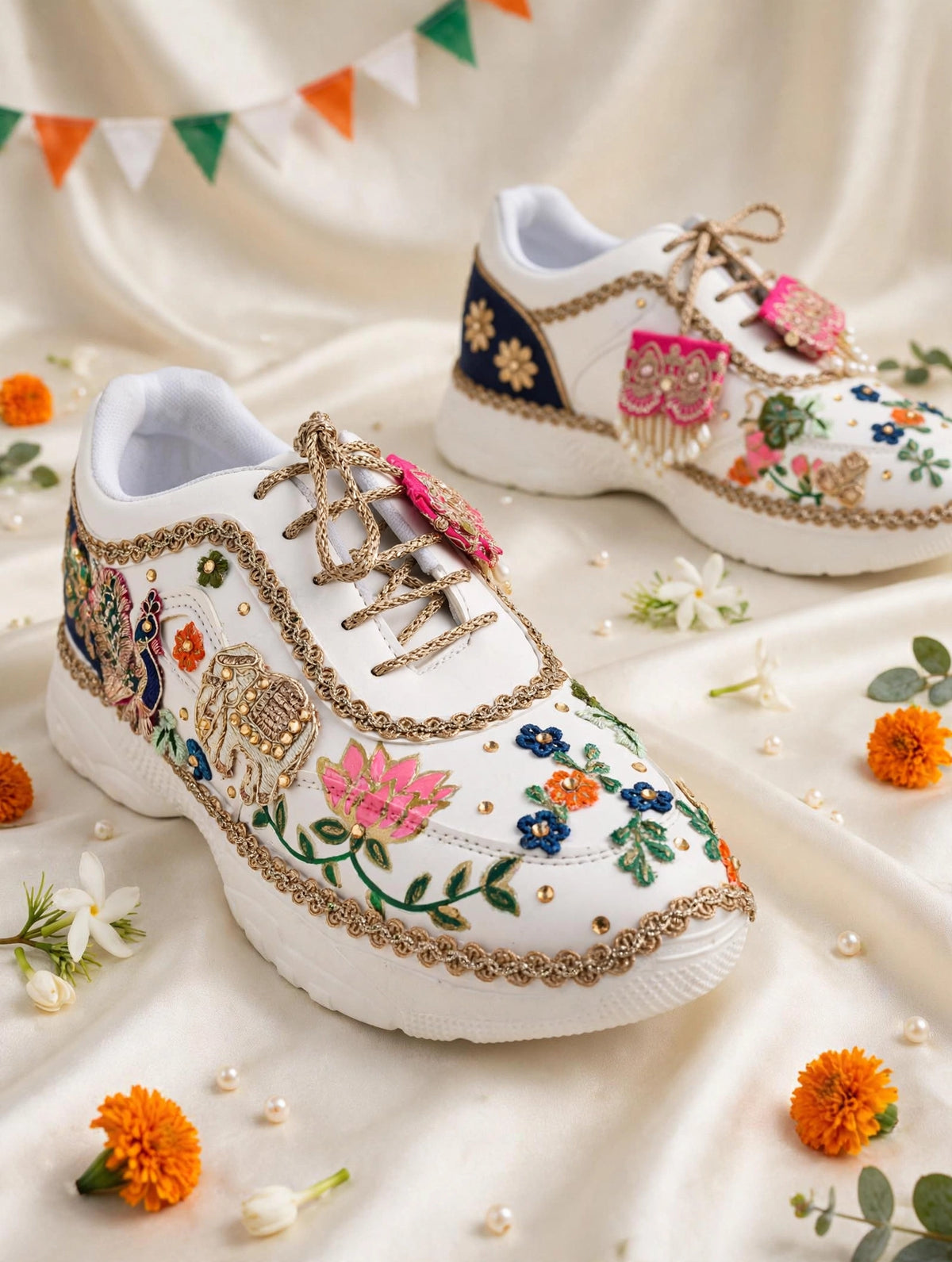 Rani Bagh Handcrafted Bridal Sneakers / Indian Heritage Theme