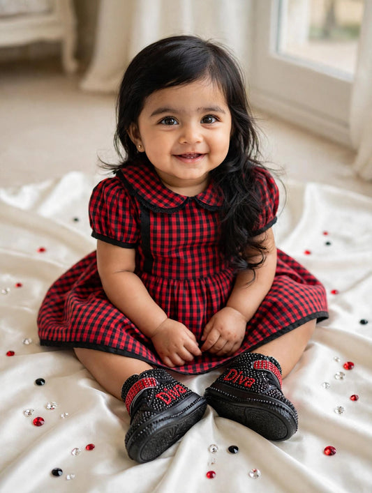 Funky N Trendy black and red rhinestone sneakers with custom name sneakers