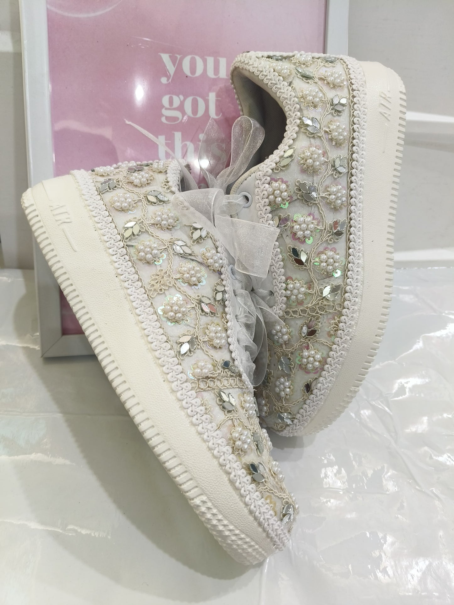 Pearl Embellished Bridal Sneakers – Handmade Wedding Shoes for Brides & Bridesmaids