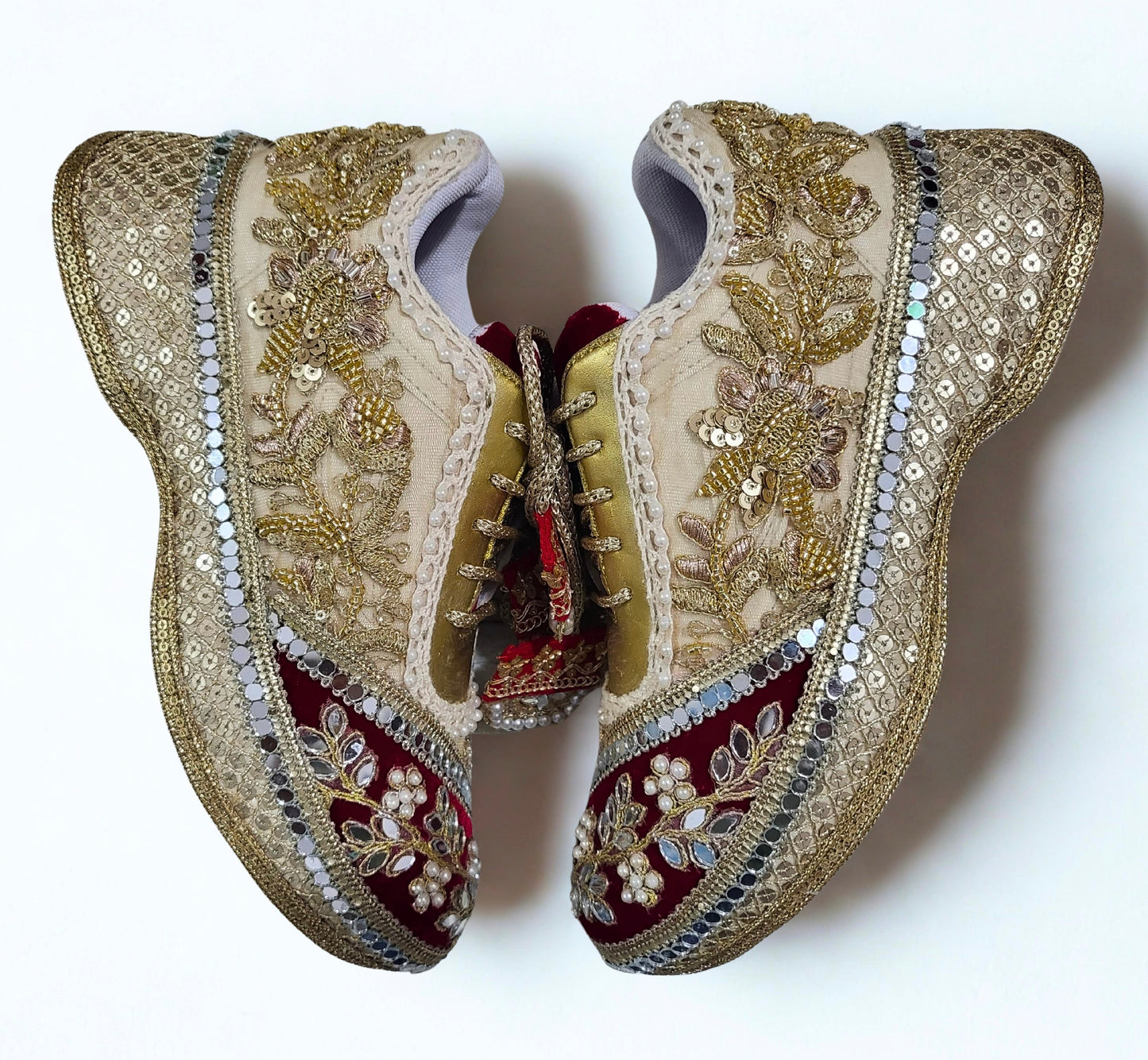 FUNKY N TRENDY red and gold bridal sneakers / bridesmaid sneakers/ golden sneakers / gold sneakers / red shoes / red bridal sneakers / embroidered shoes / embroidered sneakers
