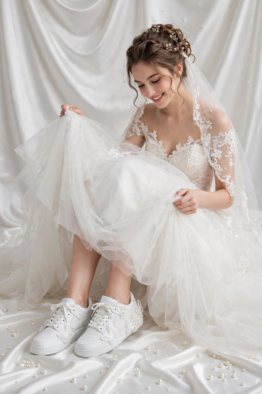 Butterfly Dreams - White Bridal Wedding Sneakers | Made To Order