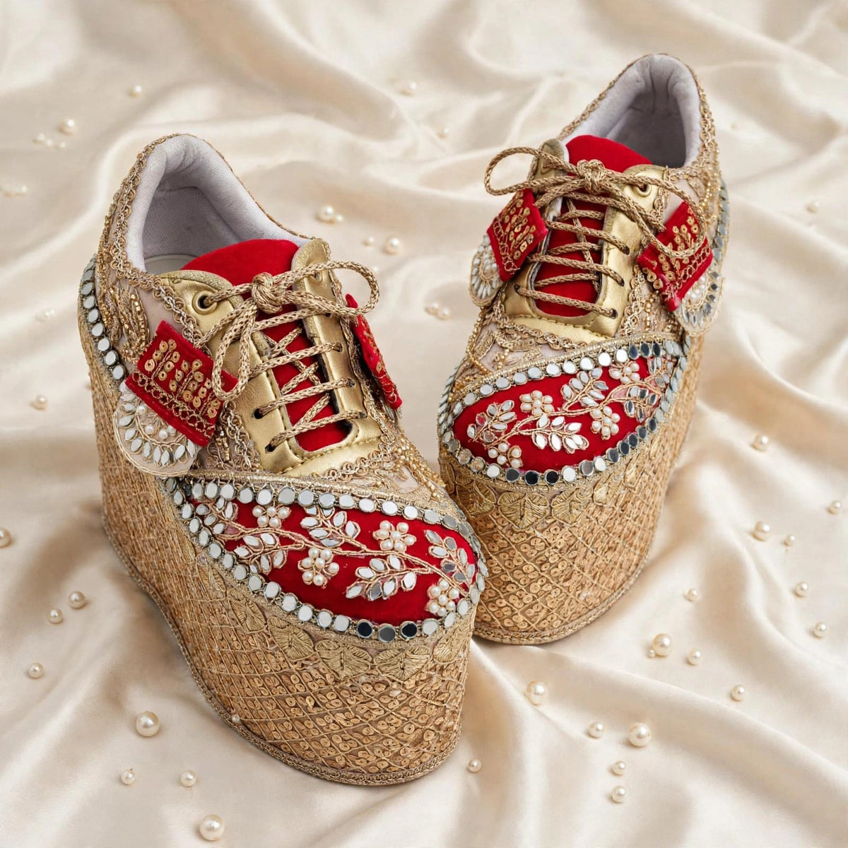 Royal Heights Bridal Sneakers – 6 Inch Embroidered Wedge Sneakers