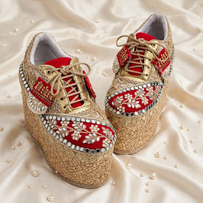 Royal Heights Bridal Sneakers – 6 Inch Embroidered Wedge Sneakers
