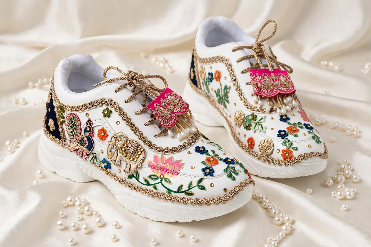Rani Bagh Handcrafted Bridal Sneakers / Indian Heritage Theme