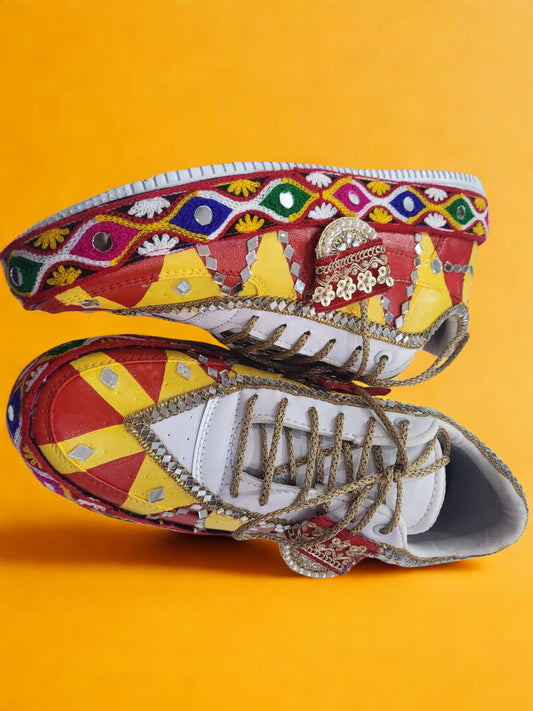 FUNKY N TRENDY “Handcrafted Kutch Mirror Sneakers – Garba Special”