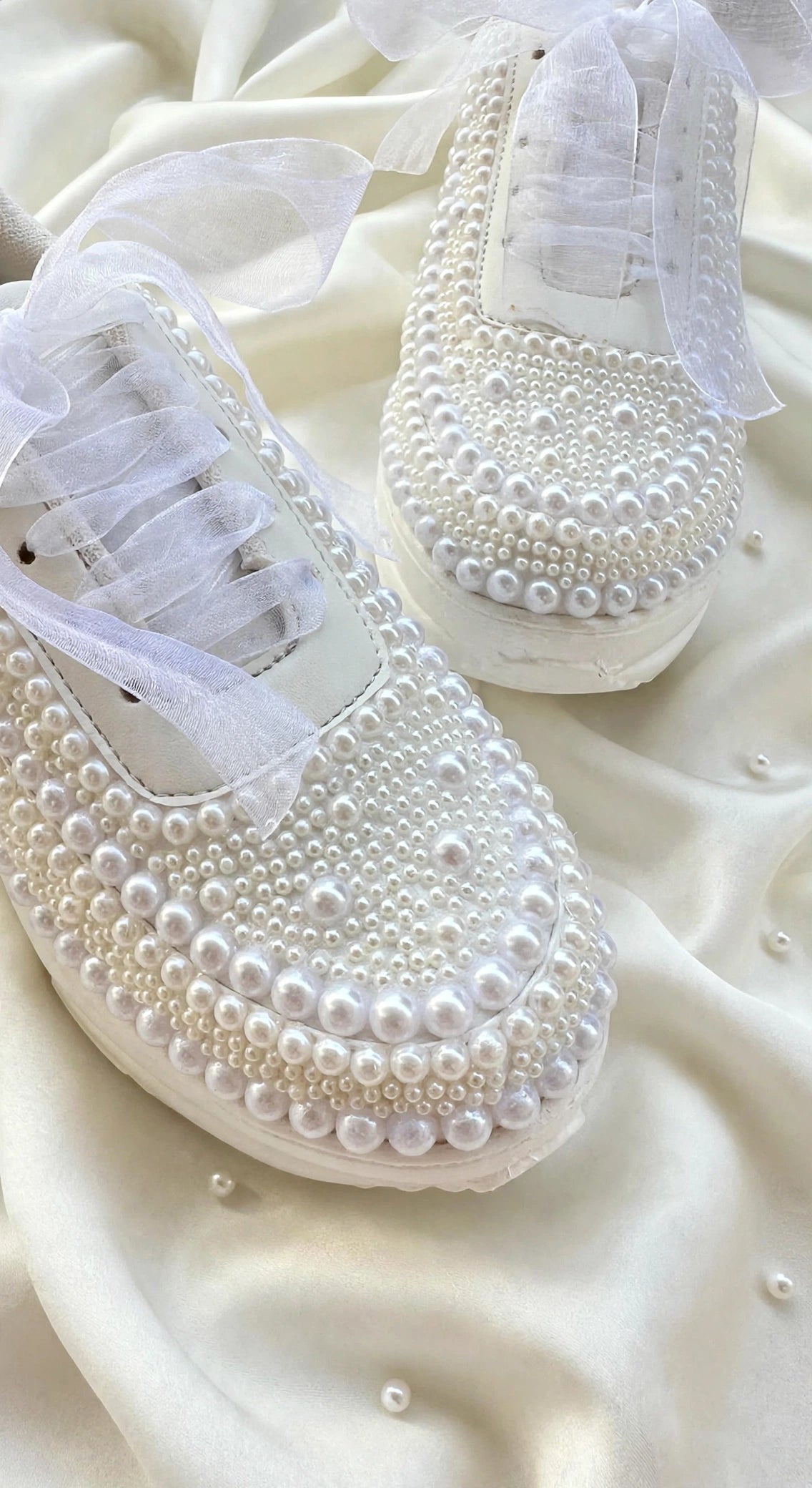 Pearl Embellished Bridal Sneakers – Luxury Wedding Shoes