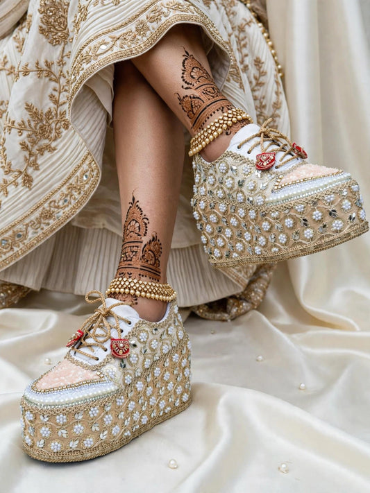 Handcrafted Bridal Sneakers for Brides – Wedding Shoes | Funky N Trendy