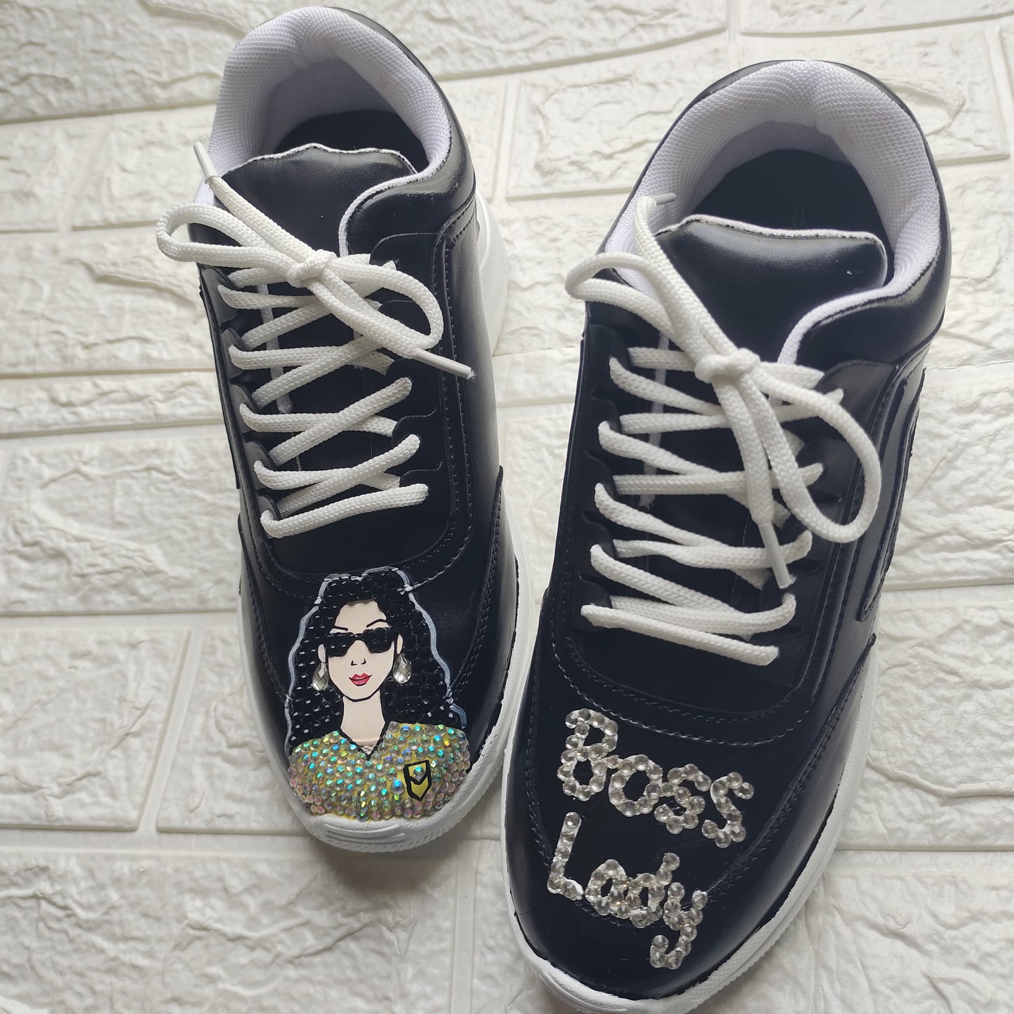 Funky N Trendy hand painted water resistant boss lady theme casual shoes