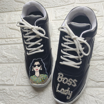 Funky N Trendy hand painted water resistant boss lady theme casual shoes