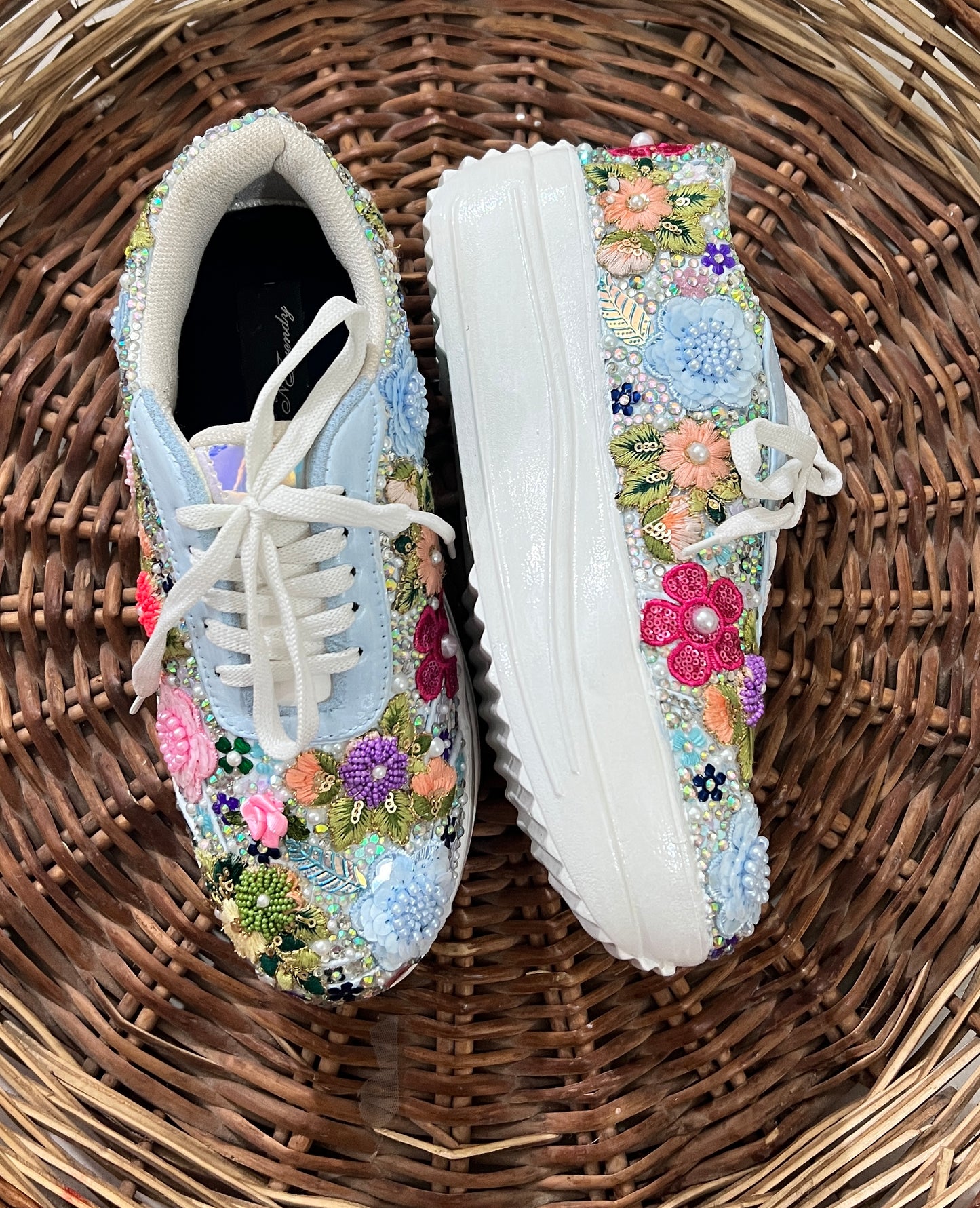 FUNKY N TRENDY Blue Garden  sneakers - best for mahendi , sangeet carnival