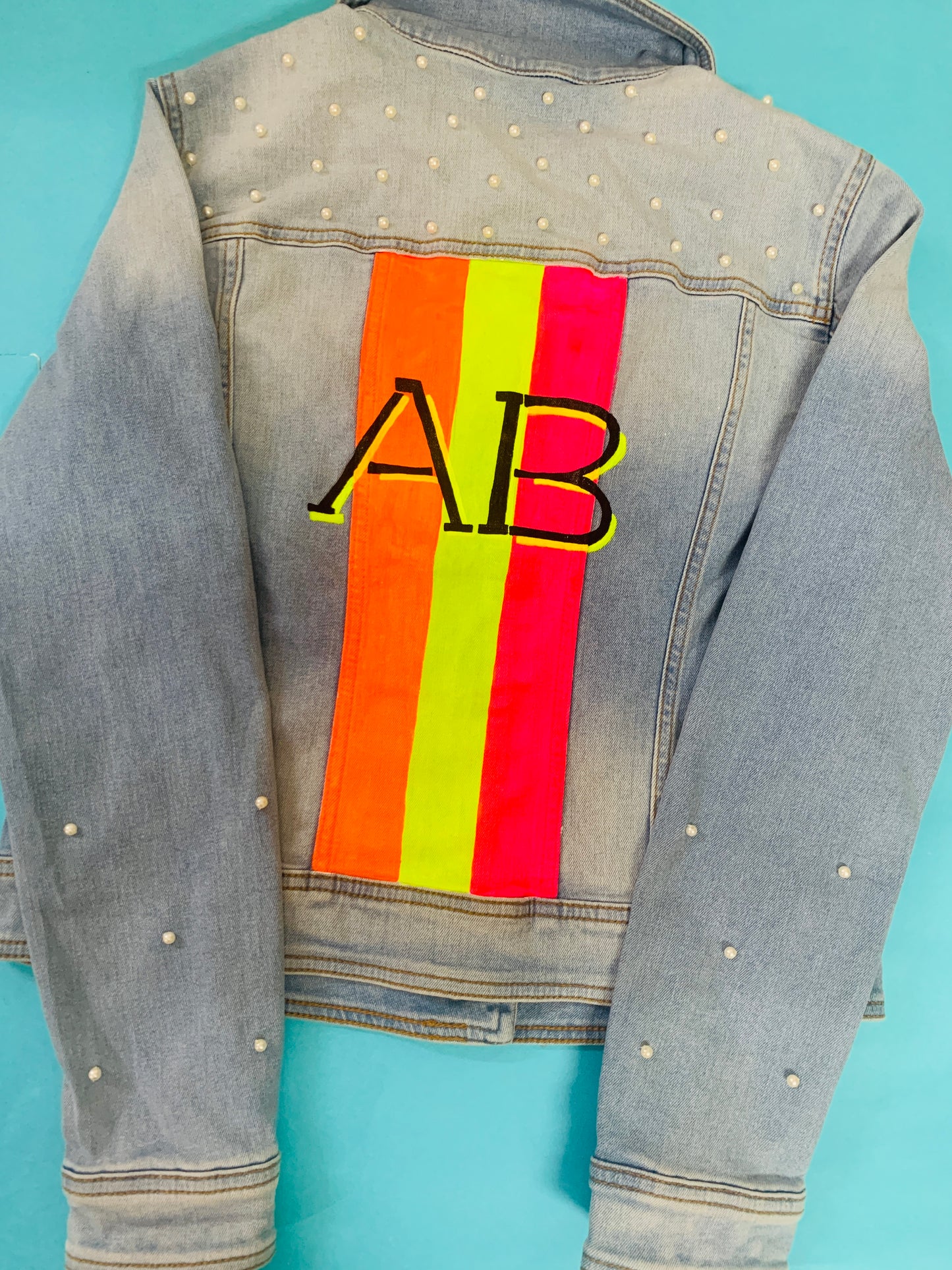 Funky N Trendy hand painted black Name initials jacket for women