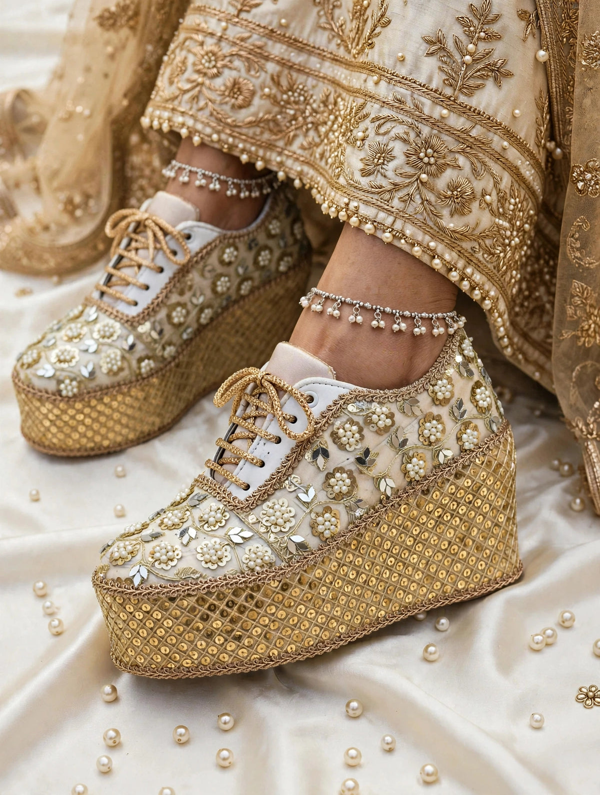 Handcrafted Bridal Sneakers for Brides – Wedding Shoes | Funky N Trendy