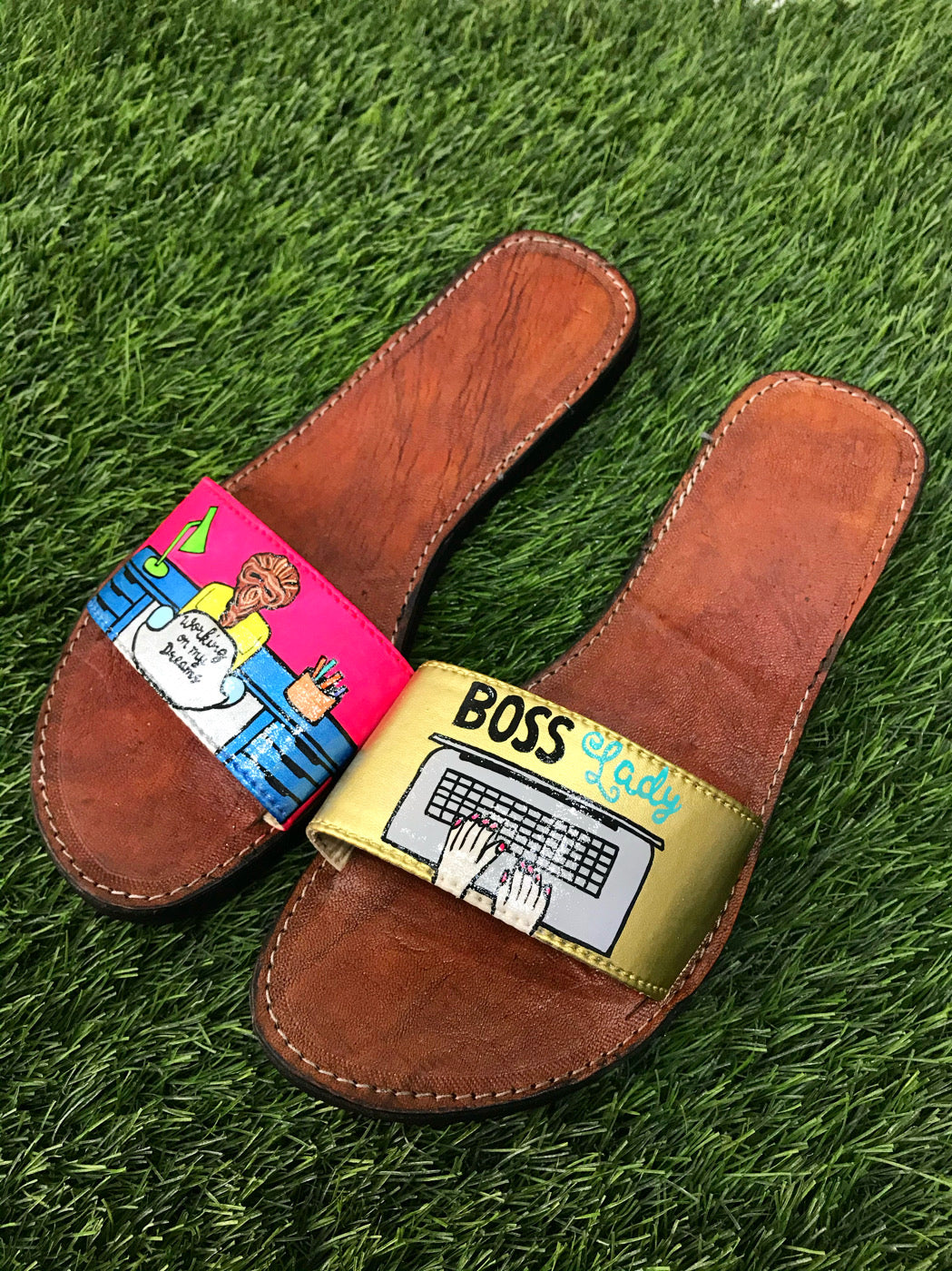 FUNKY N TRENDY hand painted Boss Lady theme flats for women / hand-painted flats / quirky flats/boss lady flats