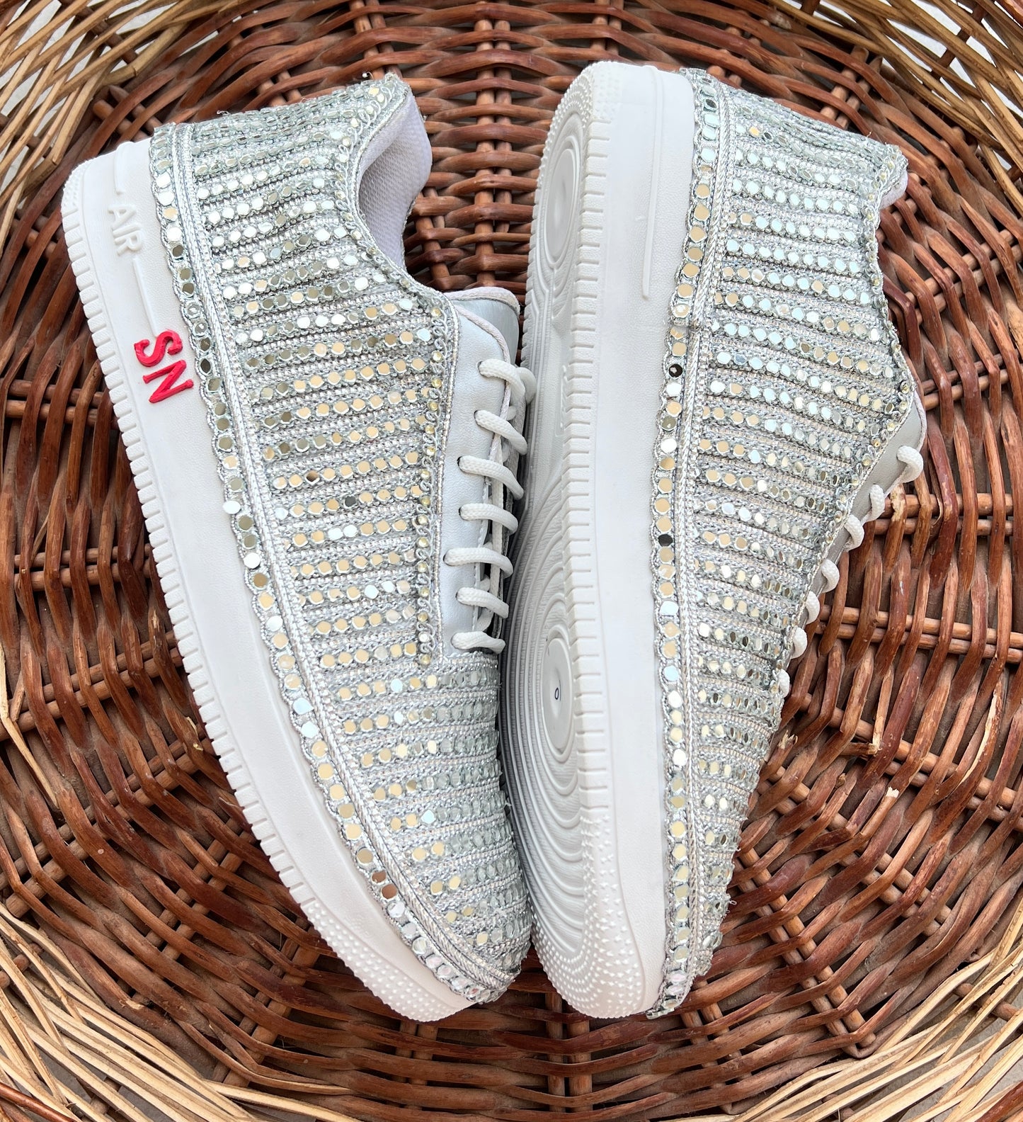 FUNKY N TRENDY silver hand crafted groom shoes/ sneakers for groom/groom shoes / silver shoes for groom / men shoes/ groom footwear/ custom name initial shoes / couple shoes