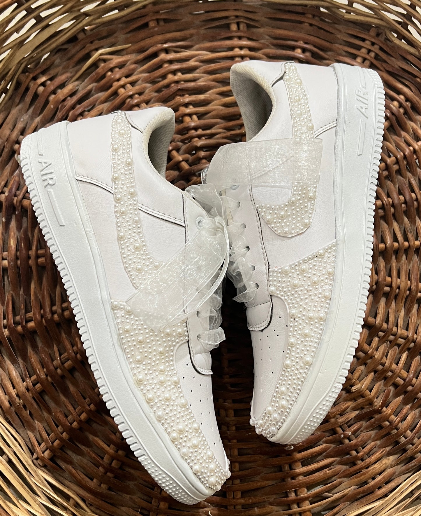 FUNKY N TRENDY “Dance‑all‑night pearl work sneakers” -Custom Name & Date Available