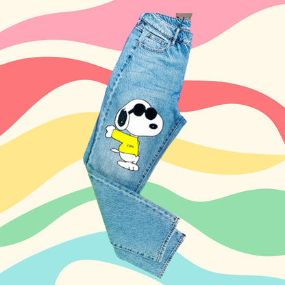 Funky N Trendy hand painted snoopy theme denim jeans for women