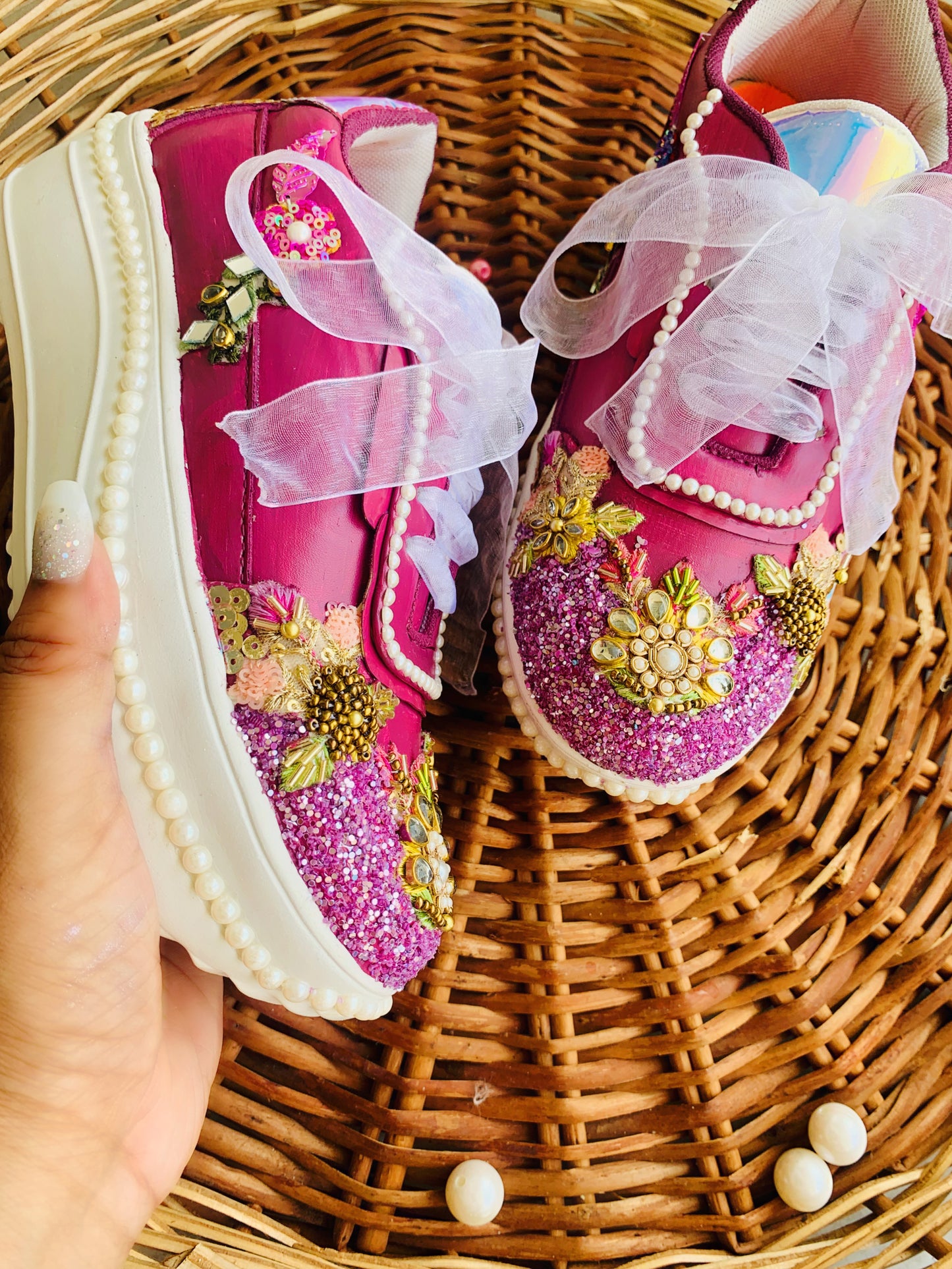 FUNKY N TRENDY wine color hand work sneakers for brides / bridesmaids/ purple sneakers / wine sneakers / floral shoes / floral embroidered sneakers/ embroidered shoes