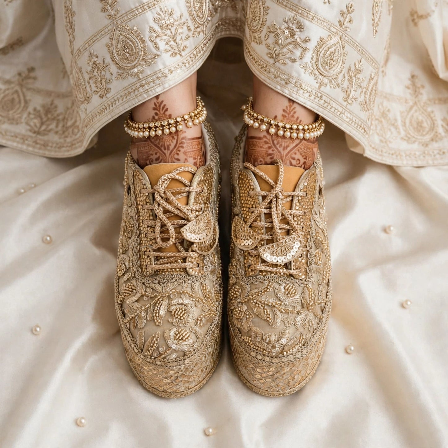Handcrafted Bridal Sneakers for Brides – Wedding Shoes | Funky N Trendy