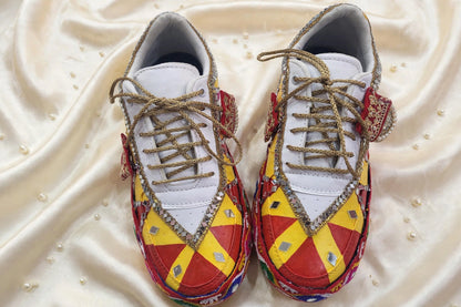 Handcrafted Navratri Garba Sneakers | Mirror-Work Bandhani Sneakers for Women