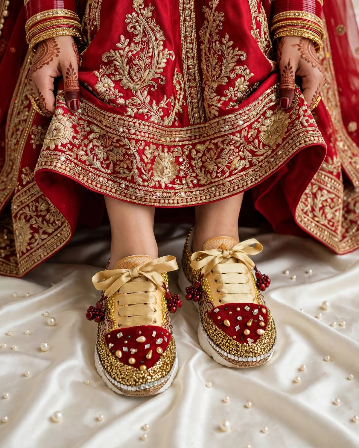 FUNKY N TRENDY maroon and gold sneakers with mirror detailing for brides /bridesmaids / sneakers for bridesmaids/ handcrafted sneakers/ maroon sneakers / bridal sneakers / bridesmaid sneakers/ maroon shoes