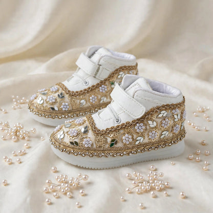 Sitara Noor – Pearl & Mirror Wedding Sneakers for Baby Girls & Flower Girls / Lahenga sneakers