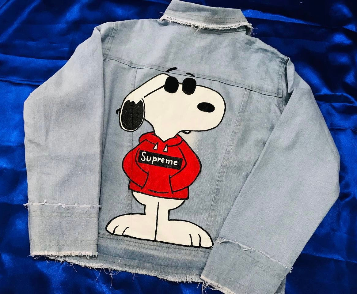 Funky N Trendy hand painted snoopy theme denim jacket for women/men