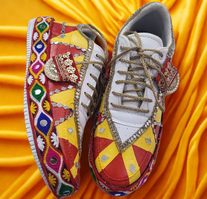 FUNKY N TRENDY “Handcrafted Kutch Mirror Sneakers – Garba Special”