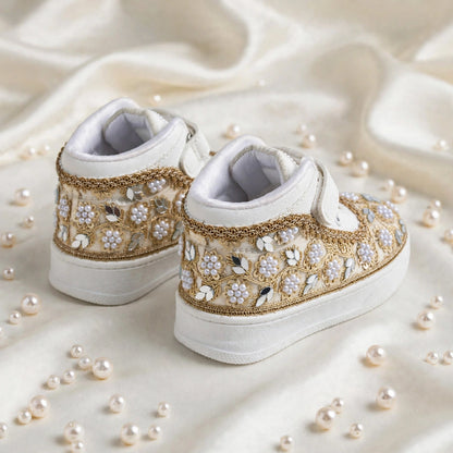 Sitara Noor – Pearl & Mirror Wedding Sneakers for Baby Girls & Flower Girls / Lahenga sneakers