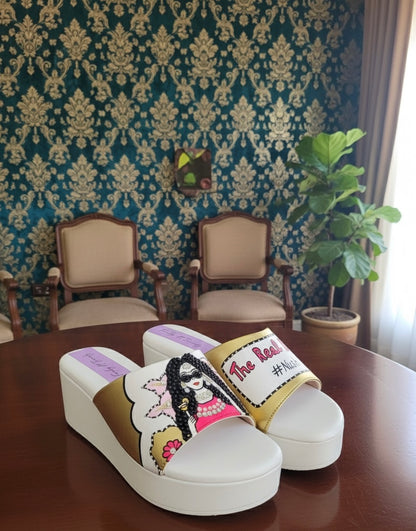 FUNKY N TRENDY hand painted bridal wedges with hashtag customization
