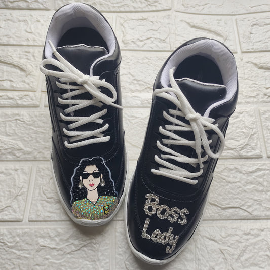 Funky N Trendy hand painted water resistant boss lady theme casual shoes