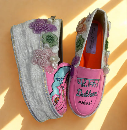 FUNKY N TRENDY Heeled Pataka Dulhan sneakers - wedge sneakers heeled sneakers/ Quirky sneakers/ Slip ons
