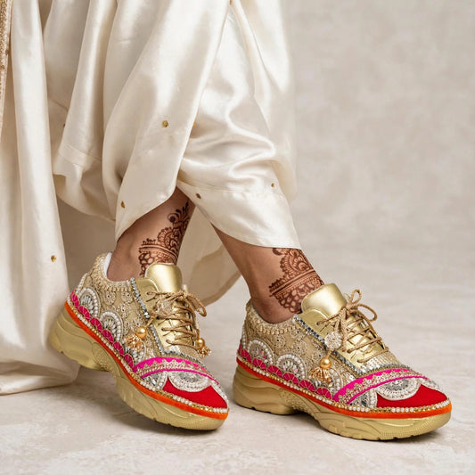 FUNKY N TRENDY multi theme hand work sneakers for brides / bridesmaids/ boho sneakers / multi color sneakers /red sneakers /pink sneakers/orange sneakers