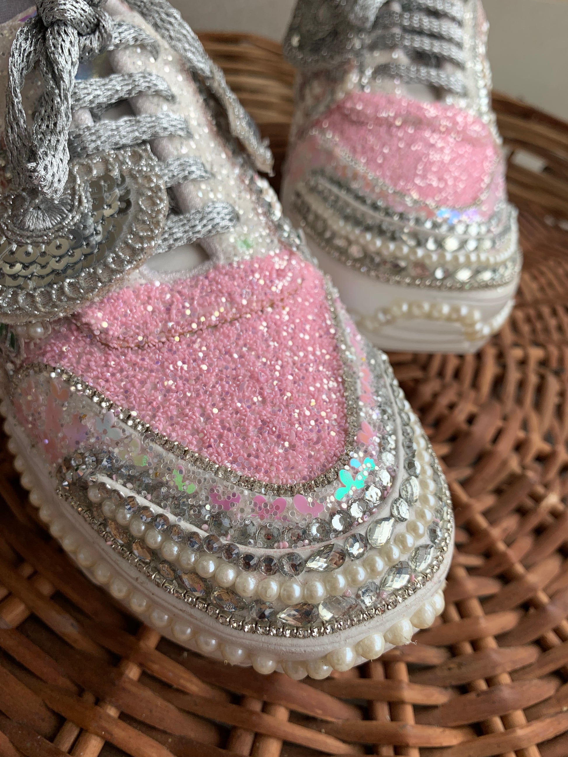 FUNKY N TRENDY floral theme hand work sneakers for brides