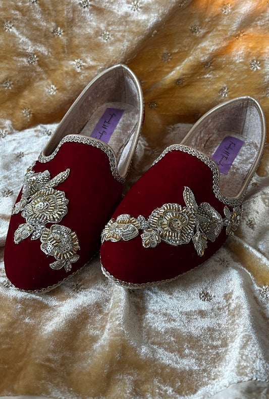 FUNKY N TRENDY groom shoes hand crafted groom shoes/ maroon loafers for groom/red shoes for sherwani / mojaris for groom / men shoes/ groom footwear