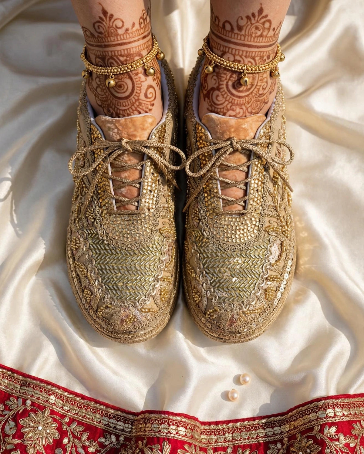 Gold cutdana handwork sneakers- Royal Garden