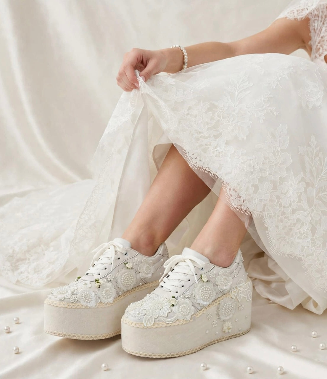 Customized Bridal Sneakers with Name – Wedding Shoes for Bride