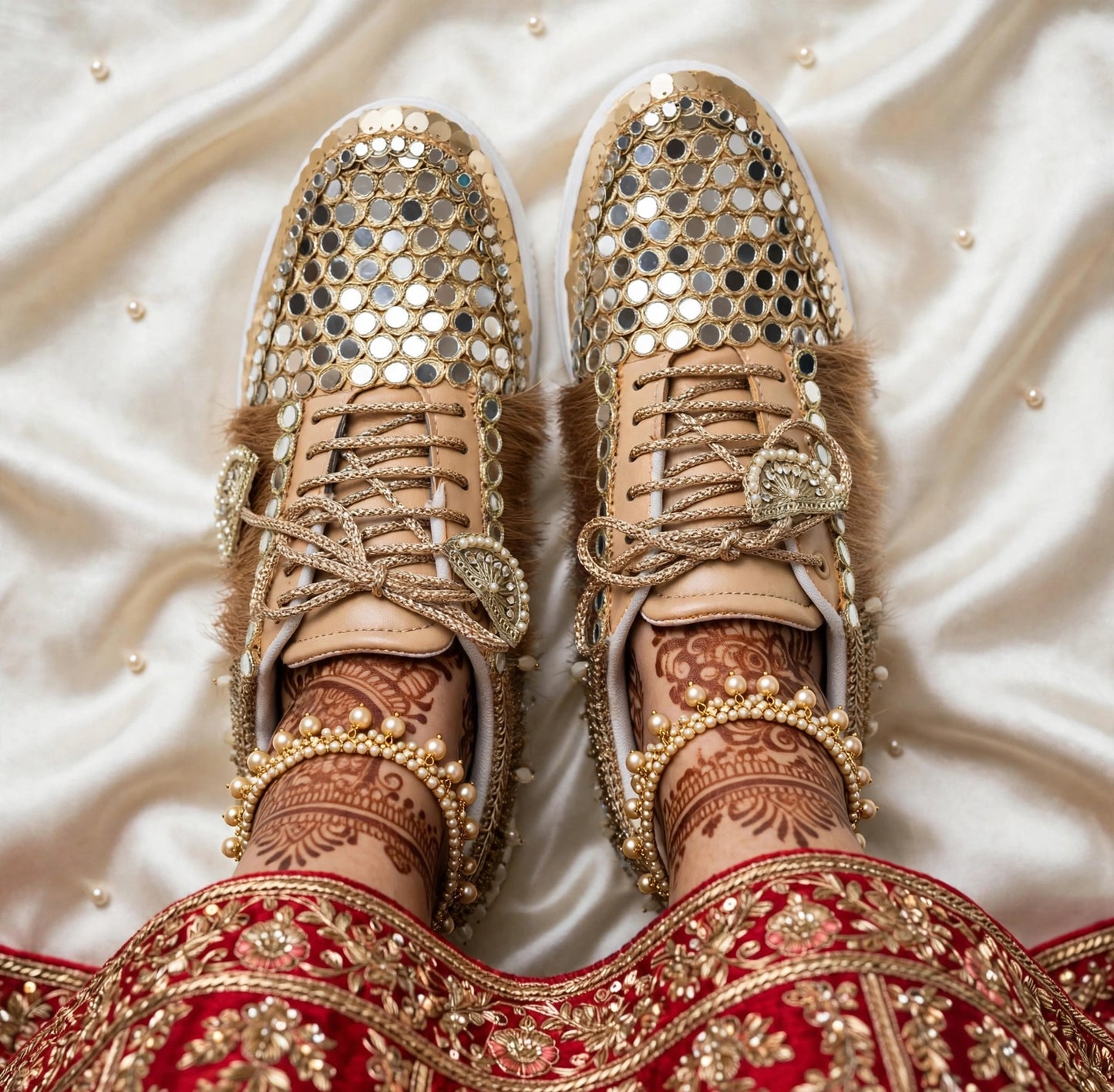 FUNKY N TRENDY gold mirror sneakers for brides /bridesmaids / sneakers for bridesmaids/ handcrafted sneakers/ mirror sneakers / bridal sneakers / bridesmaid sneakers/ gold sneakers / mirror shoes/ dull gold mirror shoes