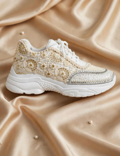 Ivory Bloom - Embroidered Bridal Sneakers / Versatile Sneakers