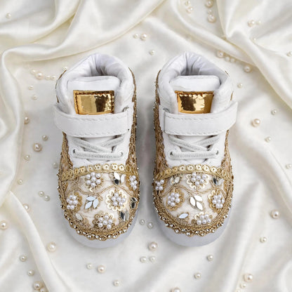Sitara Noor – Pearl & Mirror Wedding Sneakers for Baby Girls & Flower Girls / Lahenga sneakers