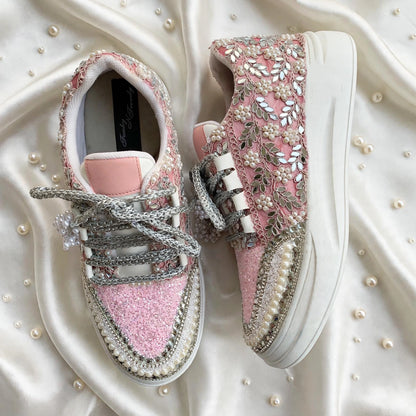 Gulabi Noor – Pink Pearl Bridal Sneakers | Bridal Sneakers India