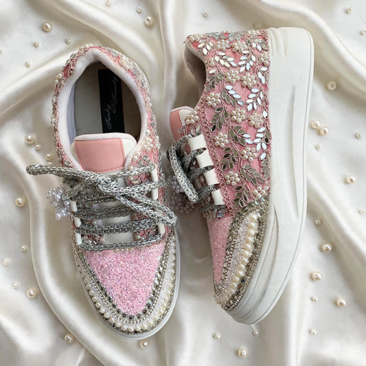 Gulabi Noor – Pink Pearl Bridal Sneakers | Bridal Sneakers India