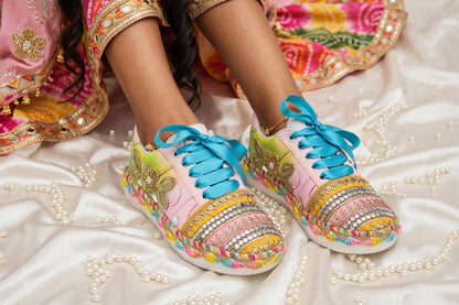 FUNKY N TRENDY Handcrafted Sneakers – Haldi Special / Navratri Sneakers Garba Special