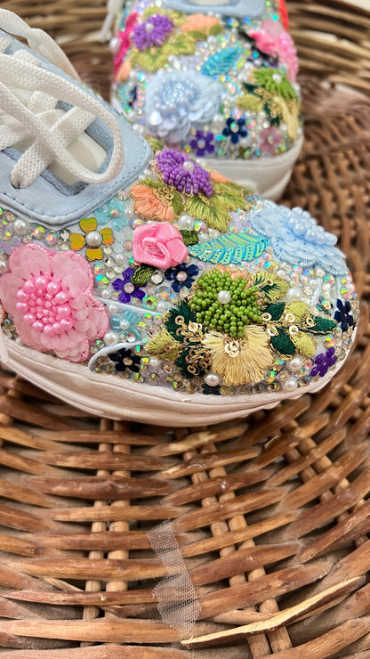 FUNKY N TRENDY Blue Garden  sneakers - best for mahendi , sangeet carnival