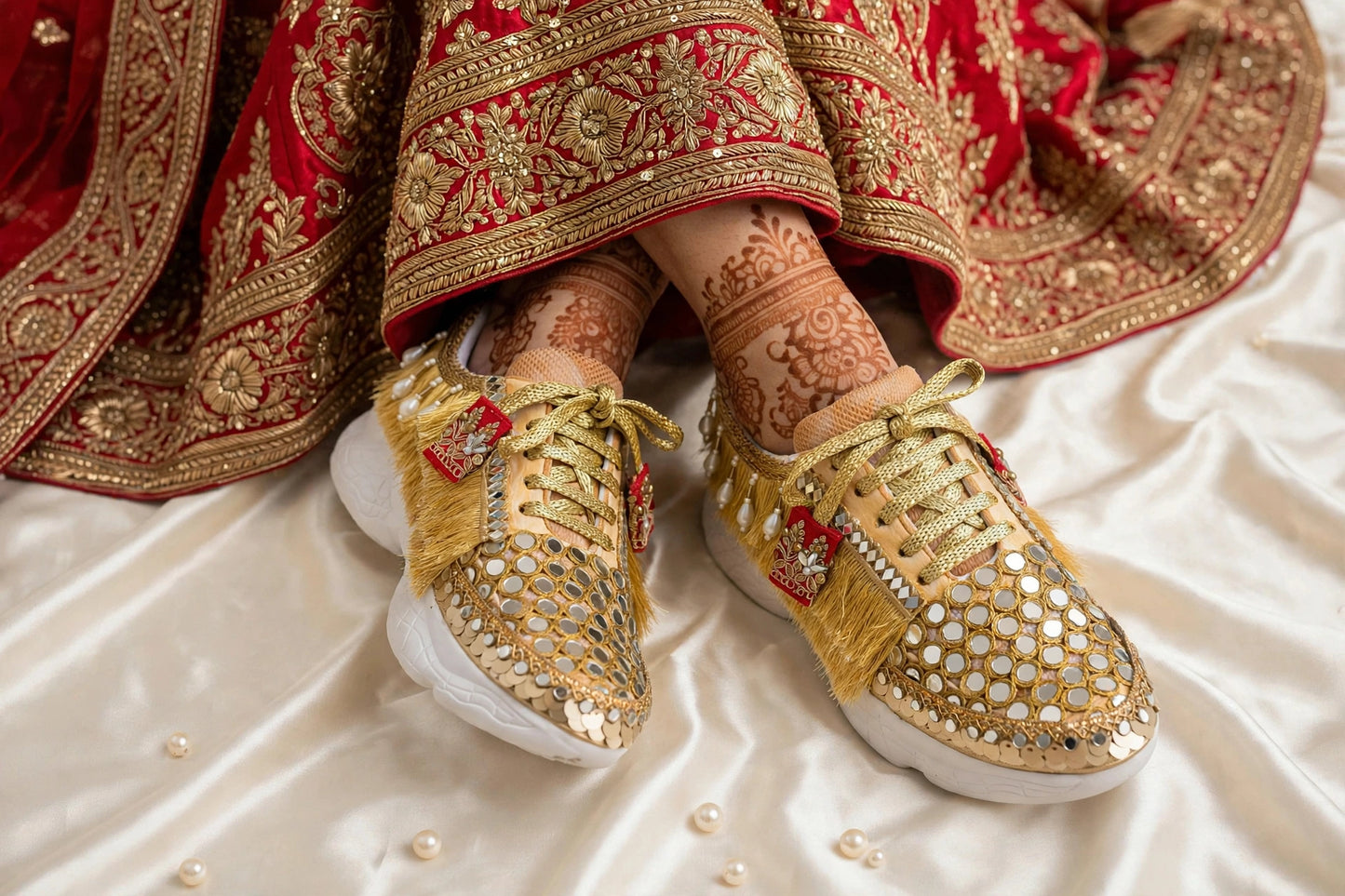 FUNKY N TRENDY gold mirror sneakers for brides /bridesmaids / sneakers for bridesmaids/ handcrafted sneakers/ mirror sneakers / bridal sneakers / bridesmaid sneakers/ gold sneakers / mirror shoes